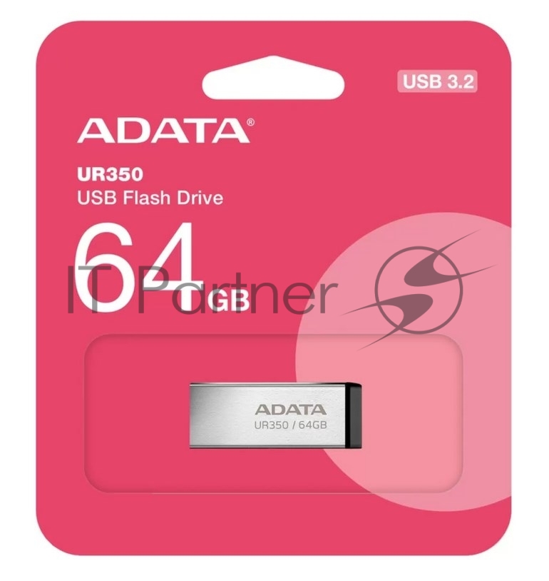 Флешка USB ADATA UR350 (UR350-128G-RSR/BK), 128Gb, USB 3.2, R/W 100/15, серебристый/черный