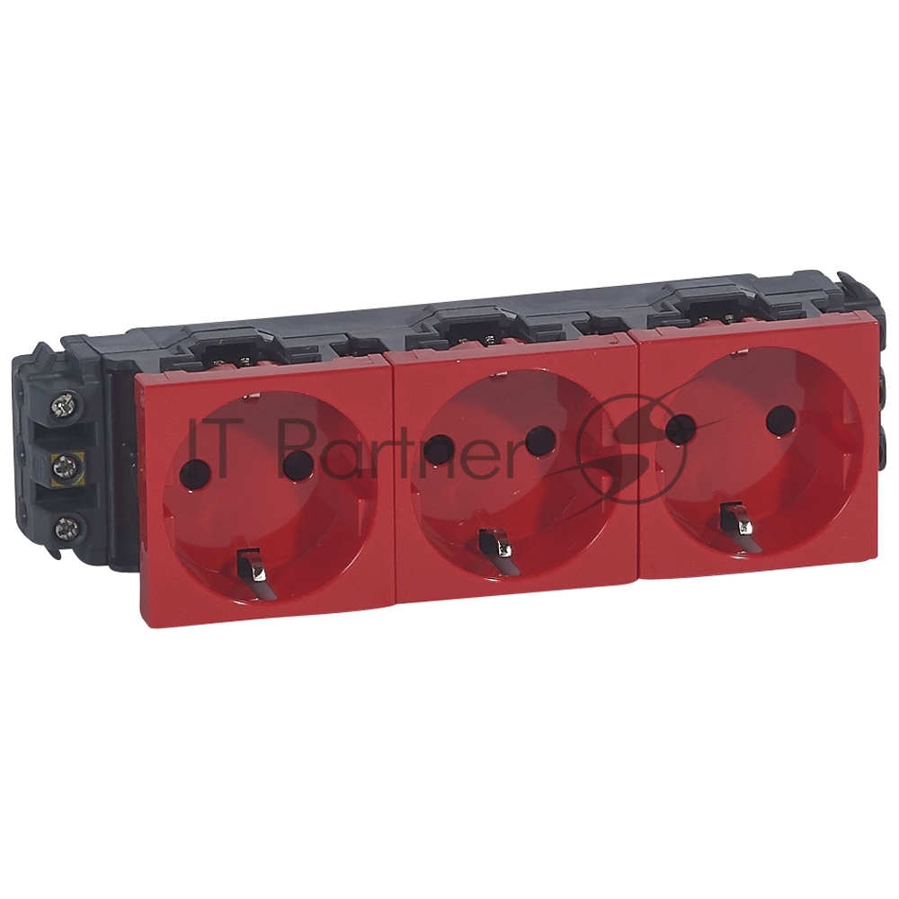 Розетка DLP 6M 3х2К+З нем.ст., с винт. заж., красная