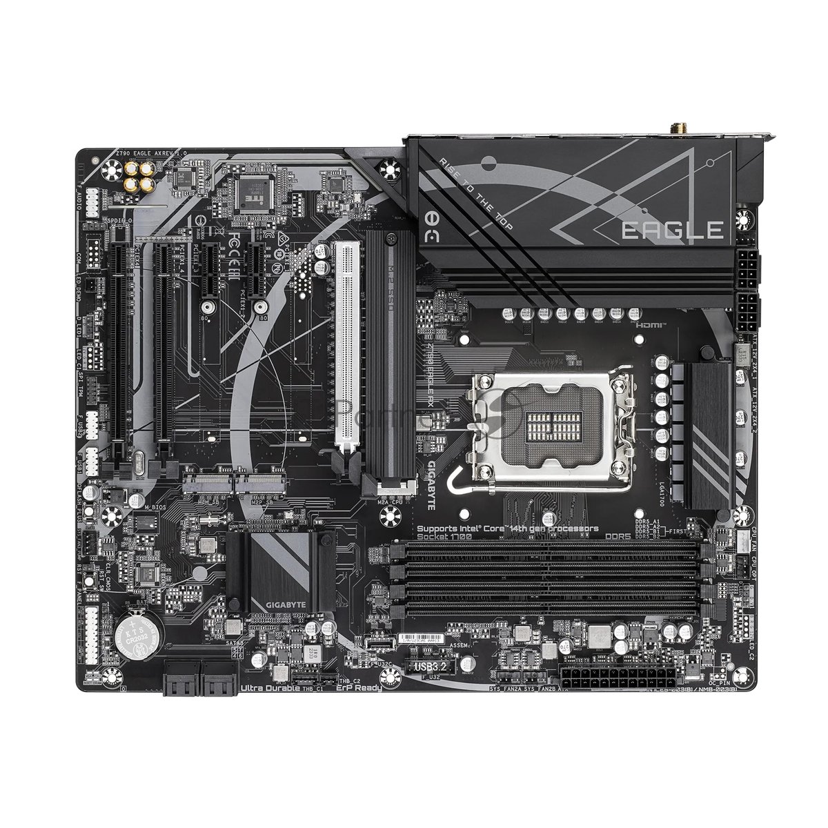 Материнская плата GIGABYTE Z790 EAGLE AX, LGA1700, Intel Z790, 4xDDR5, 4xSATA, 3xM.2, 1xPCIe 5.0 x16, DisplayPort, HDMI, 1x2.5Gb LAN, USB Type-C, 3x3.5 мм, 7.1, ATX