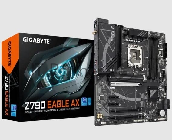 Материнская плата GIGABYTE Z790 EAGLE AX, LGA1700, Intel Z790, 4xDDR5, 4xSATA, 3xM.2, 1xPCIe 5.0 x16, DisplayPort, HDMI, 1x2.5Gb LAN, USB Type-C, 3x3.5 мм, 7.1, ATX