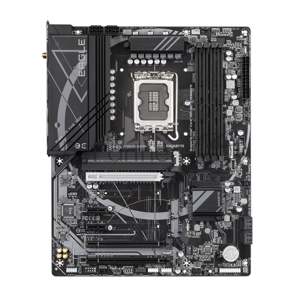Материнская плата GIGABYTE Z790 EAGLE AX, LGA1700, Intel Z790, 4xDDR5, 4xSATA, 3xM.2, 1xPCIe 5.0 x16, DisplayPort, HDMI, 1x2.5Gb LAN, USB Type-C, 3x3.5 мм, 7.1, ATX