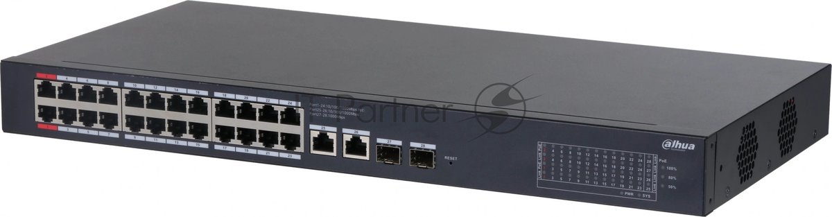 Коммутатор Dahua DH-CS4228-24GT-240, 26×1 Гбит/с + 2×1 Гбит/с Combo, управляемый