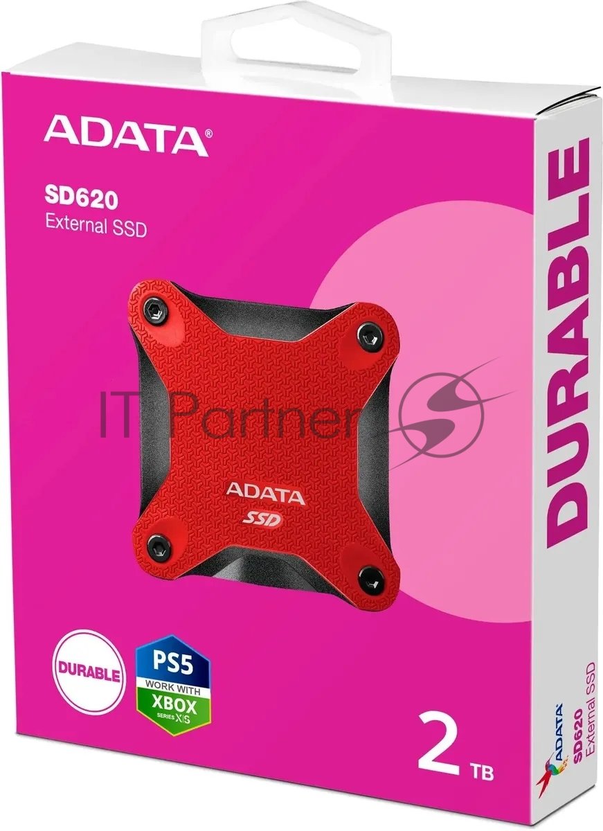 Внешний SSD ADATA SD620, 2TB, USB 3.2 Gen 2 Type-A, R/W 550/480, красный