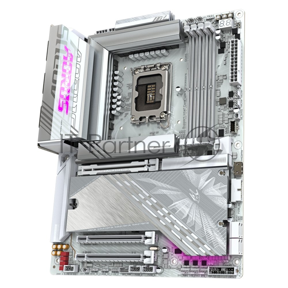 Материнская плата Gigabyte Z890 AORUS ELITE X ICE, LGA 1851, Intel Z890, 4xDDR5, 4xSATA, 5xM.2, 1xPCIe 5.0 x16, 1xPCIe 4.0 x4, 1xPCIe 4.0 x1, 1x 2.5Gb LAN, 4xUSB-A 3.2 Gen 1, 2xUSB-A 3.2 Gen 2, 4xUSB-A 2.0, 1xUSB-C (Thunderbolt 4), 2x3.5 мм, 7.1, ATX