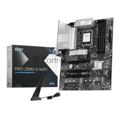 Материнская плата MSI PRO Z890-S WIFI, LGA 1851, Intel Z890, 4xDDR5, 4xSATA, 3xM.2, 1xPCIe 5.0 x16, 2xPCIe 4.0 x4, 1xHDMI, 1xDP, 1xUSB-C Thunderbolt 4, 1xUSB-C 3.2 Gen 2x2, 1x 2.5Gb LAN, 6xUSB-A 3.2 Gen 1, 3x3.5 мм, 7.1, ATX