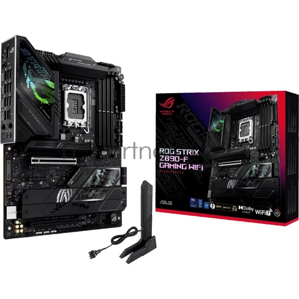 Материнская плата ASUS ROG STRIX Z890-F GAMING WIFI, LGA 1851, Intel Z890, 4xDDR5, 4xSATA, 5xM.2, 1xPCIe 5.0 x16, 1xPCIe 4.0 x4, 1xHDMI, 1xDP, 2xUSB-C, 1x 2.5Gb LAN, 4xUSB-A 3.2 Gen 1, 4xUSB-A 3.2 Gen 2, 2xUSB-A 2.0, 2xUSB-C Thunderbolt 4, 2x3.5 мм, 7.1, ATX