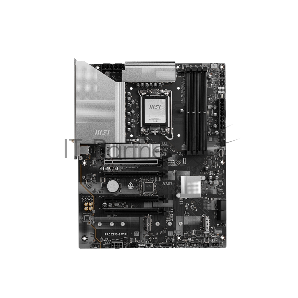 Материнская плата MSI PRO Z890-S WIFI, LGA 1851, Intel Z890, 4xDDR5, 4xSATA, 3xM.2, 1xPCIe 5.0 x16, 2xPCIe 4.0 x4, 1xHDMI, 1xDP, 1xUSB-C Thunderbolt 4, 1xUSB-C 3.2 Gen 2x2, 1x 2.5Gb LAN, 6xUSB-A 3.2 Gen 1, 3x3.5 мм, 7.1, ATX