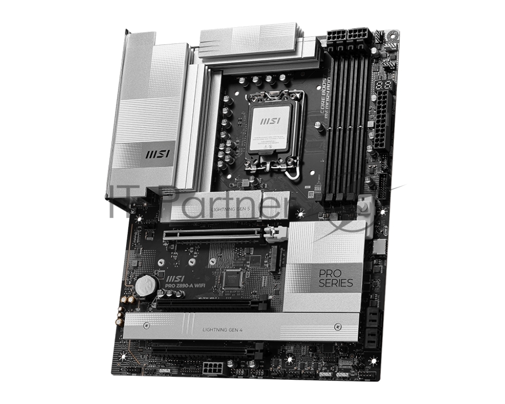 Материнская плата MSI PRO Z890-A WIFI, LGA1851, Intel Z890, 4xDDR5, 4xSATA, 4xM.2, 1xPCIe 5.0 x16, HDMI, USB Type-C, 1x5Gb LAN, Thunderbolt, 2x3.5 мм, 7.1, ATX