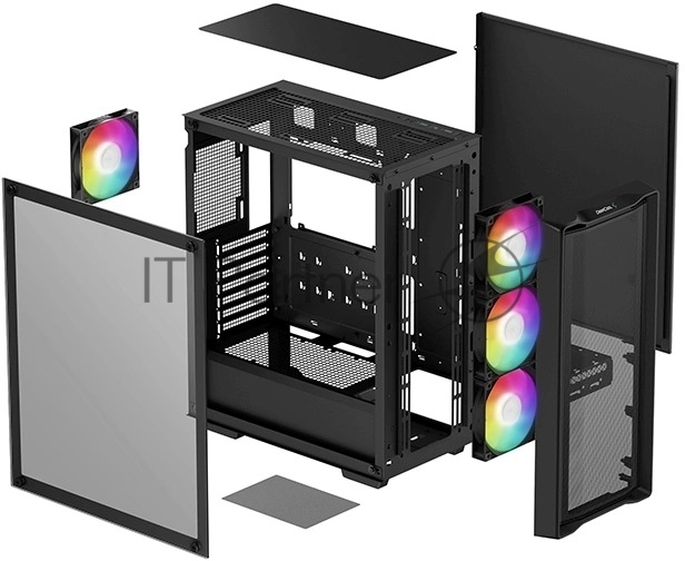 Компьютерный корпус Deepcool CC560 MESH V2 черный без БП ATX 4x120мм 5x140мм 2xUSB 3.0 audio bott PSU