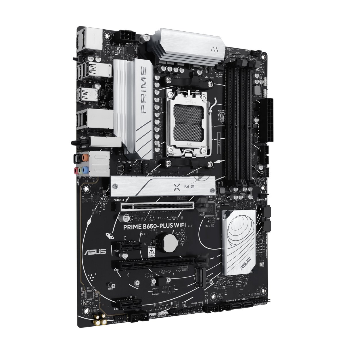 Материнская плата ASUS PRIME B650-PLUS WIFI, AM5, AMD B650, 4xDDR5, 4xSATA, 2xM.2, 1xPCIe 4.0 x16, 2xPCIe 4.0 x1, 1xDP, 1xHDMI, 1x2.5Gb LAN, Wi-Fi 6E, Bluetooth 5.3, 4xUSB-A 10Gbps, 2xUSB-A 5Gbps, 2xUSB-A 2.0, 5x3.5 мм, 7.1, ATX