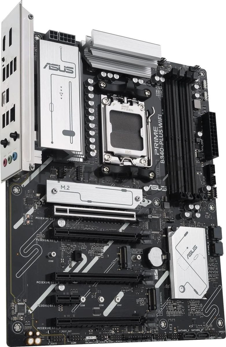 Материнская плата ASUS PRIME B840-PLUS WIFI, AM5, AMD B840, 4xDDR5, 4xSATA, 3xM.2, 1xPCIe 4.0 x16, 1xPCIe 3.0 x16, 2xPCIe 3.0 x16, 1xPCIe 3.0 x1, 1xDP, 1xHDMI, 1x 2.5Gb LAN, 8xUSB-A, 3x3.5 мм, 7.1, ATX