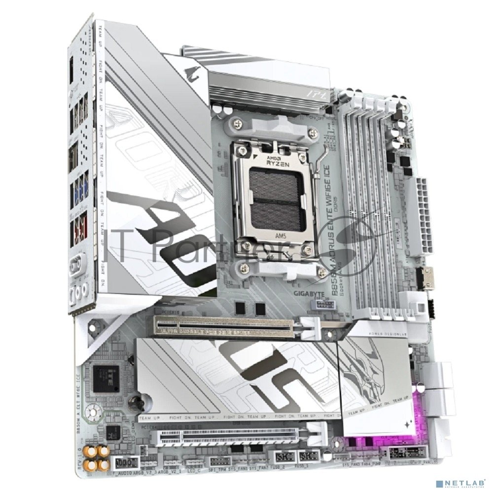 Материнская плата Gigabyte B850M AORUS ELITE WIFI6E ICE, AM5, AMD B850, 4xDDR5, 4xSATA, 2xM.2, 1xPCIe 5.0 x16, 1xPCIe 3.0 x4, DisplayPort, HDMI, 1x2.5Gb LAN, USB Type-C, 2x3.5 мм, 7.1, microATX