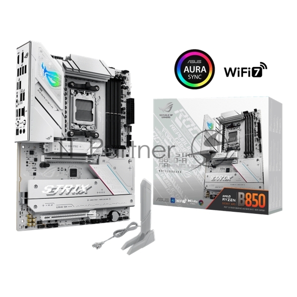 Материнская плата ASUS ROG STRIX B850-A GAMING WIFI, AM5, AMD B850, 4xDDR5, 2xSATA, 4xM.2, 1xPCIe 5.0 x16, 1xPCIe 4.0 x16, 1xPCIe 4.0 x4, DisplayPort, HDMI, 1x2.5Gb LAN, USB Type-C, 3x3.5 мм, 7.1, ATX