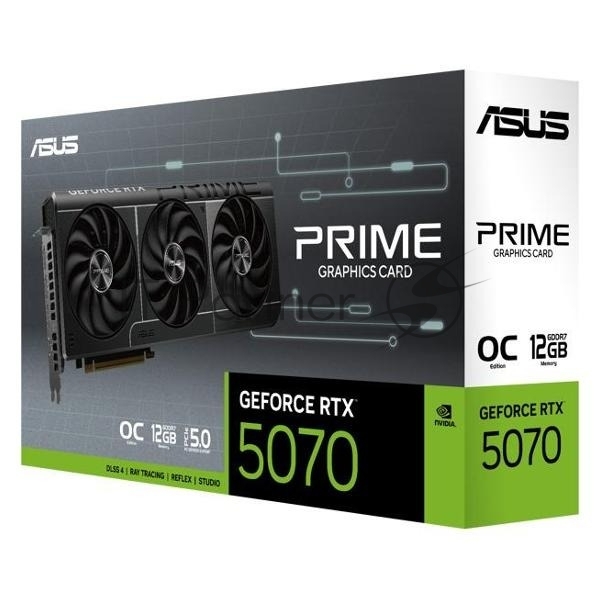 Видеокарта ASUS GeForce RTX 5070 PRIME OC Edition, 12 GB GDDR7, 192 bit, 3xDisplayPort, HDMI, GPU 2330 MHz