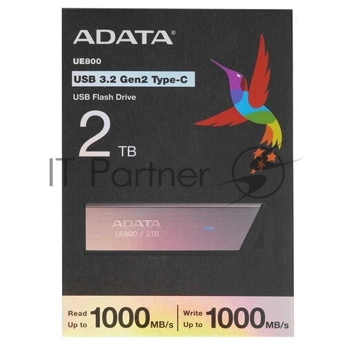 Флеш Диск A-DATA 2TB <AELI-UE800-2T-CSG> Elite UE800, USB  3.2/TypeC,  Серый,  металлич.1000/1000 Mb/s