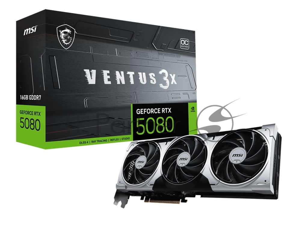 Видеокарта MSI GeForce RTX 5080 VENTUS 3X OC, 16 GB GDDR7, 256 bit, 3xDisplayPort, HDMI, GPU 2640 MHz