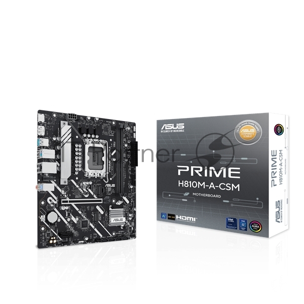 Материнская плата ASUS PRIME H810M-A-CSM, LGA 1851, Intel H810, 2xDDR5, 4xSATA, 2xM.2, 1xPCIe 4.0 x16, 1xPCIe x1, 1xDP, 1xHDMI, 1x1Gb LAN, 4xUSB 2.0, 2xUSB 3.2 Gen 2, 3x3.5 мм, 7.1, Micro-ATX
