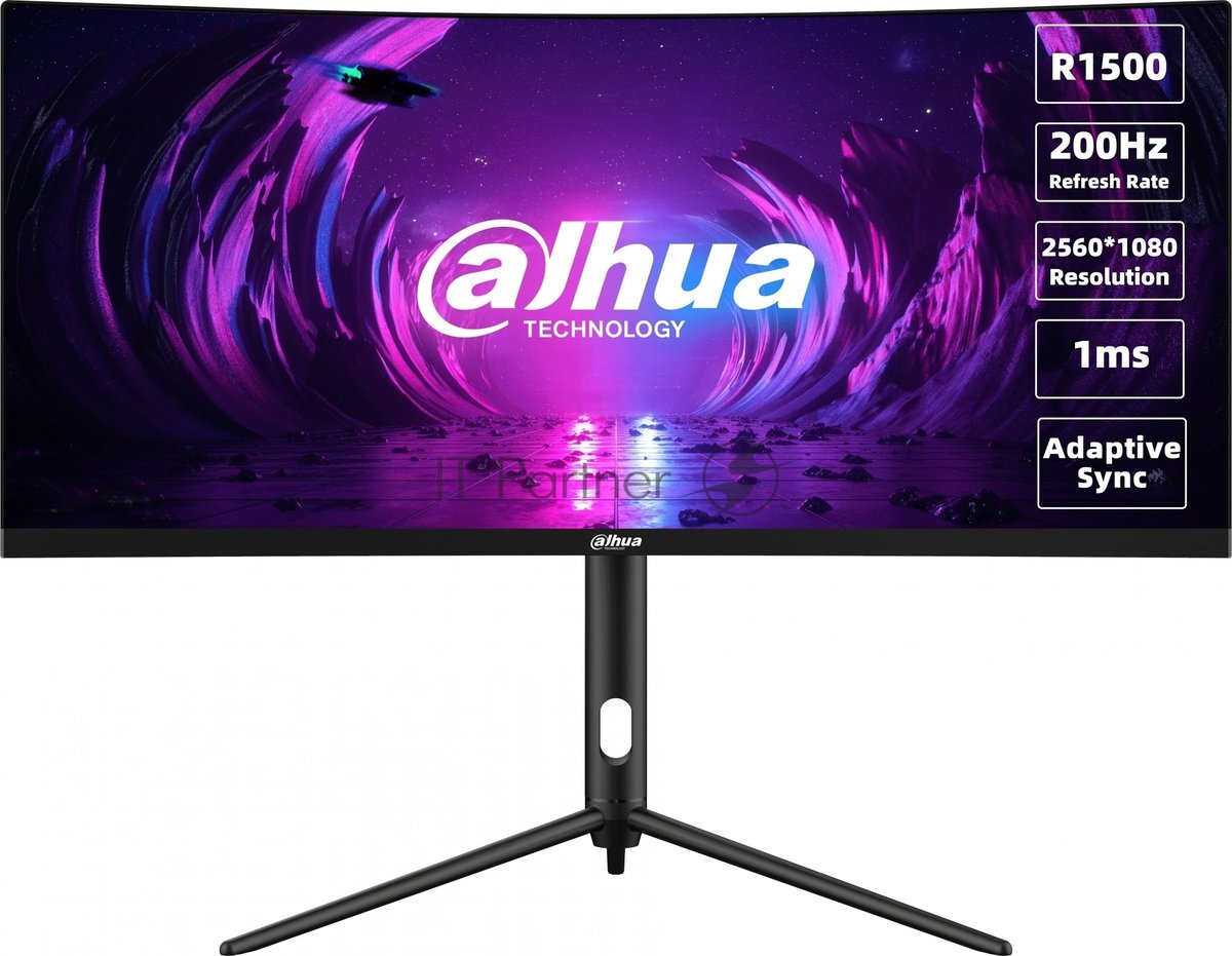 Монитор 30" Dahua DHI-LM30-E330CA VA 2560x1080, 200 Гц, 1 мс, 21:9, 250 кд/м², 2xHDMI, 2xDP, изогнутый экран, черный