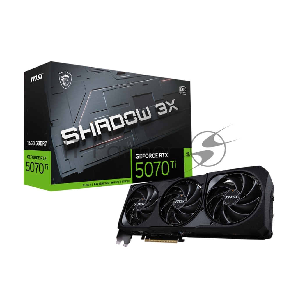 Видеокарта MSI GeForce RTX 5070 Ti 16G SHADOW 3X OC, 16GB GDDR7, 256 bit, 3xDP, HDMI, GPU 2482 MHz