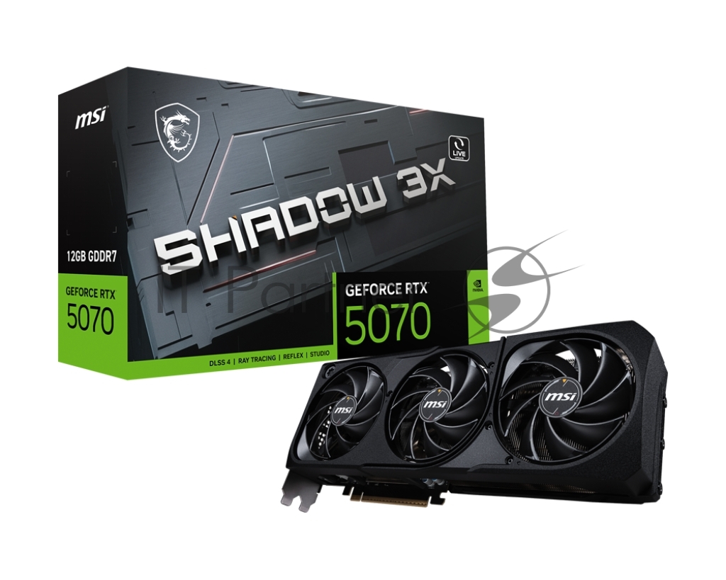 Видеокарта MSI GeForce RTX 5070 SHADOW 3X OC, 12 GB GDDR7, 192 bit, 3xDisplayPort, HDMI, GPU 2330 MHz