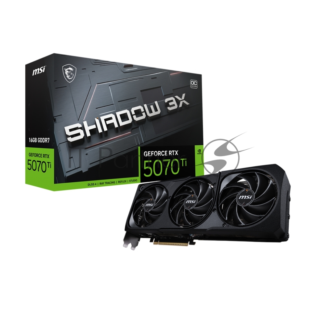 Видеокарта MSI GeForce RTX 5070 Ti 16G SHADOW 3X OC, 16GB GDDR7, 256 bit, 3xDP, HDMI, GPU 2482 MHz