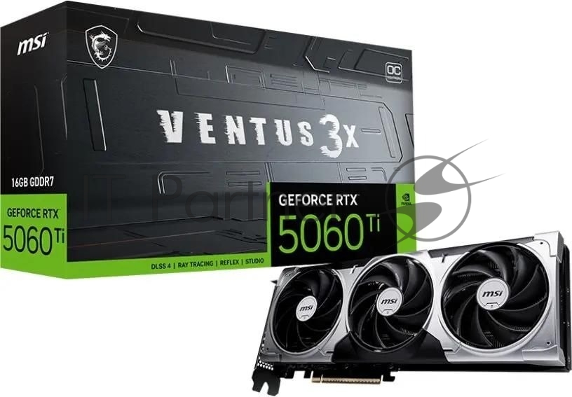 Видеокарта MSI RTX 5060 Ti VENTUS 3X OC 16GB, NVIDIA RTX 5060 Ti, 16 ГБ GDDR7, 128 бит, PCI-e 5.0, 1xHDMI, 3xDP, 2602 МГц