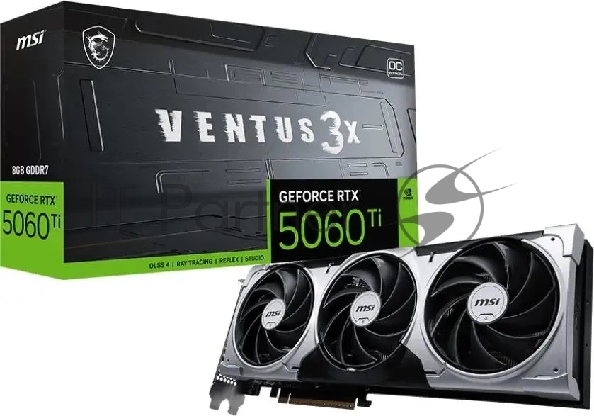 Видеокарта MSI RTX 5060 8G VENTUS 3X OC, NVIDIA RTX 5060, 8Gb, GDDR7, 128 bit, PCI-E 5.0, HDMIx1, DPx3, HDCP, 2550 MHz