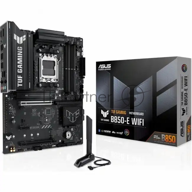 Материнская плата ASUS TUF Gaming B850-E WiFi, AM5, AMD B850, 4xDDR5, 4xSATA, 3xM.2, 1xPCIe 5.0 x16, 1xPCIe 4.0 x16, 1xPCIe x1, 1xDP, 1xHDMI, 2xUSB-C (1x10Gbps, 1x20Gbps), 3xUSB-A 5Gbps, 3xUSB-A 2.0, 1x2.5Gb LAN, Wi-Fi 6E, Bluetooth 5.3, 3x3.5 мм, 7.1, ATX