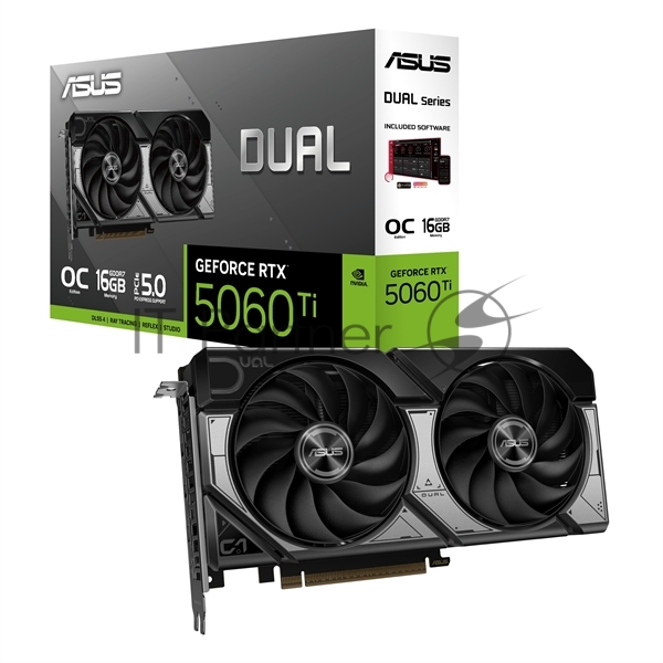 Видеокарта Asus NVIDIA - GeForce RTX 5060 Ti Dual OC, PCI-E 5.0 16x, GDDR7 16GB 128bit, 1x HDMI, 3x DP, 180Вт, 229мм, Full Height, 90YV0MH0-M0NA00