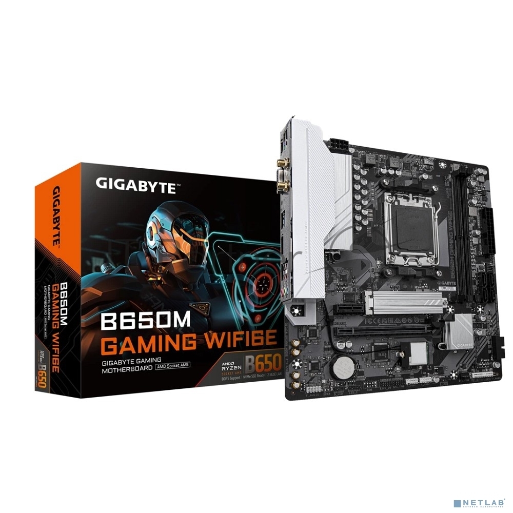 (Поврежденная упаковка) Материнская плата Gigabyte B650M GAMING WIFI6E, AM5, AMD B650, 2xDDR5, 4xSATA, 1xM.2, 1xPCIe 4.0 x16, 1xPCIe 3.0 x1, 1xD-Sub, 1xHDMI (v2.1), 1x2.5Gb LAN, Wi-Fi 6, Bluetooth 5.3, 2xUSB-A 5Gbps, 5xUSB-A 2.0, 3x3.5 мм, 7.1, mATX