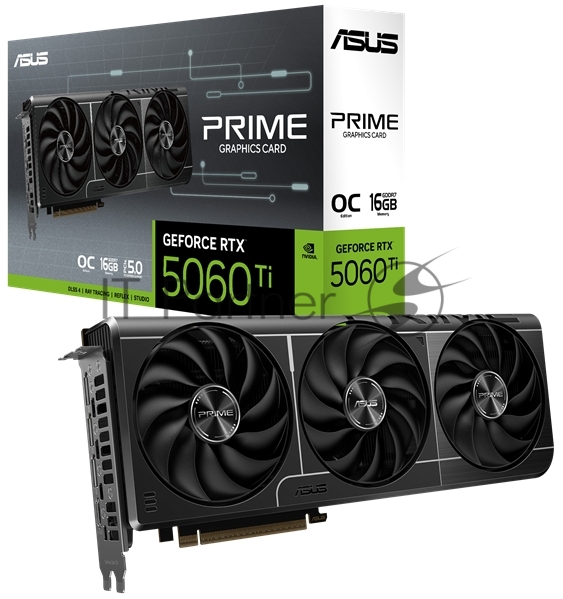Видеокарта Asus NVIDIA - GeForce RTX 5060 Ti PRIME OC, PCI-E 5.0 16x, GDDR7 16GB 128bit, 1x HDMI, 3x DP, 180Вт, 304мм, Full Height, 90YV0MH2-M0NA00