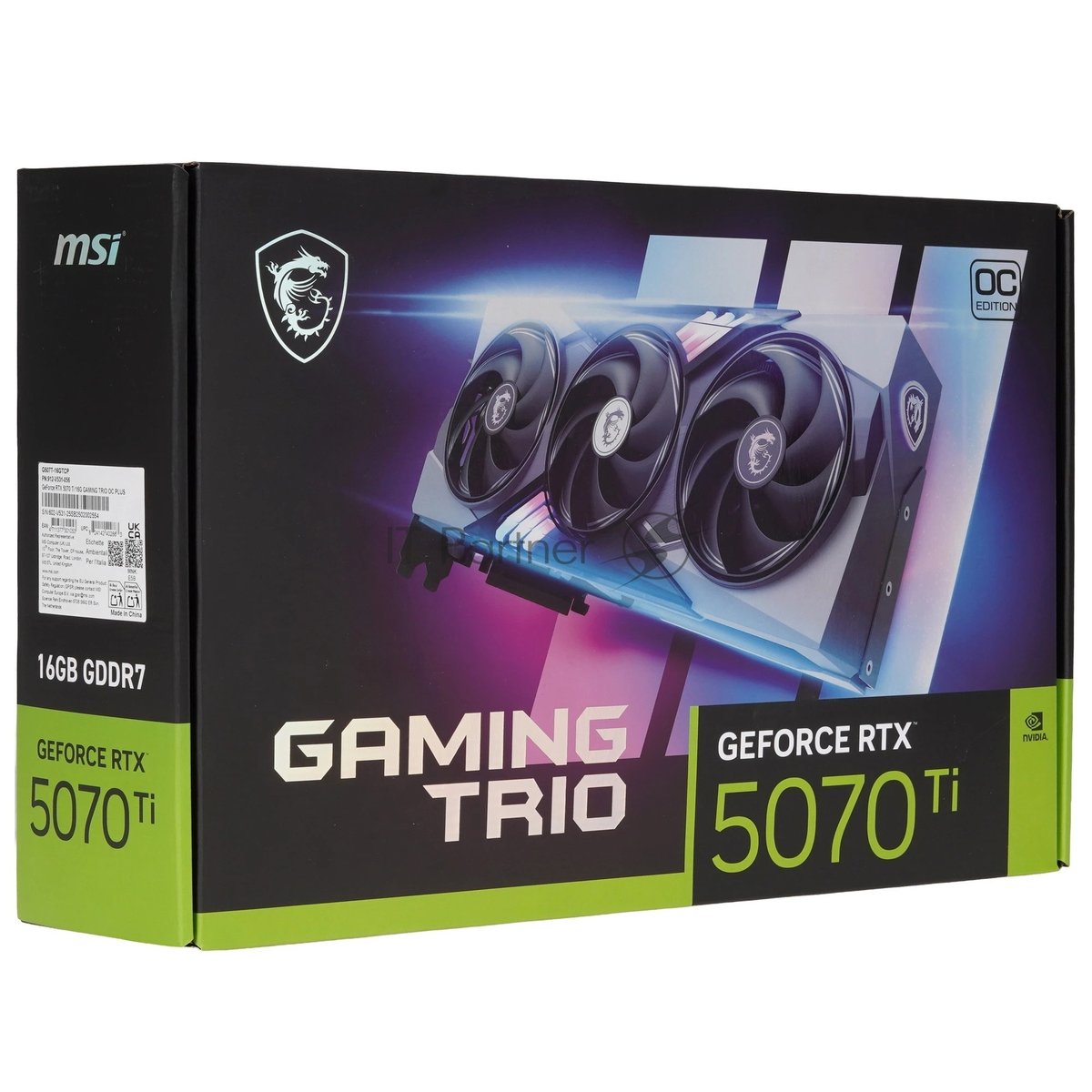 Видеокарта MSI GeForce RTX 5070 Ti Gaming Trio OC, 16 GB GDDR7, 256 bit, 3xDisplayPort, HDMI, GPU 2572 MHz