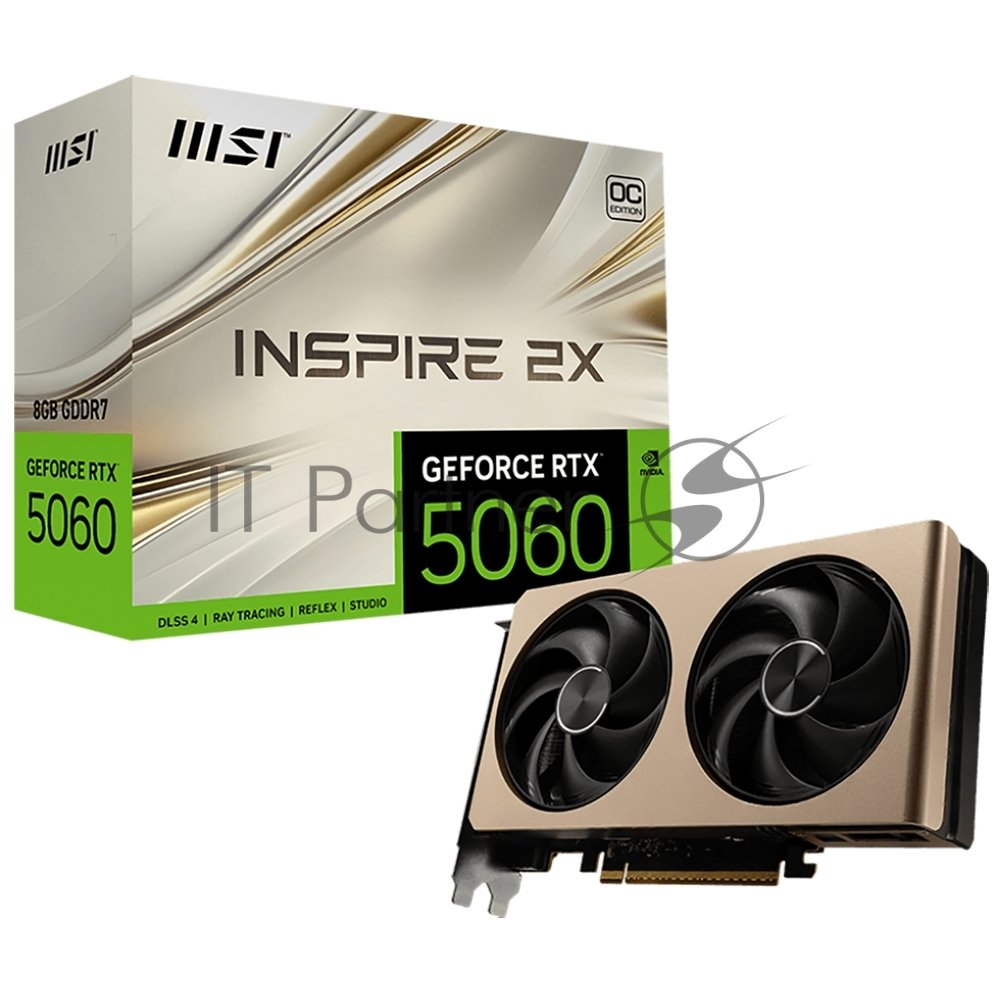 Видеокарта MSI PCI-E 5.0 RTX 5060 8G INSPIRE 2X OC NVIDIA GeForce RTX 5060 8Gb 128bit GDDR7 2535/28000 HDMIx1 DPx3 HDCP Ret