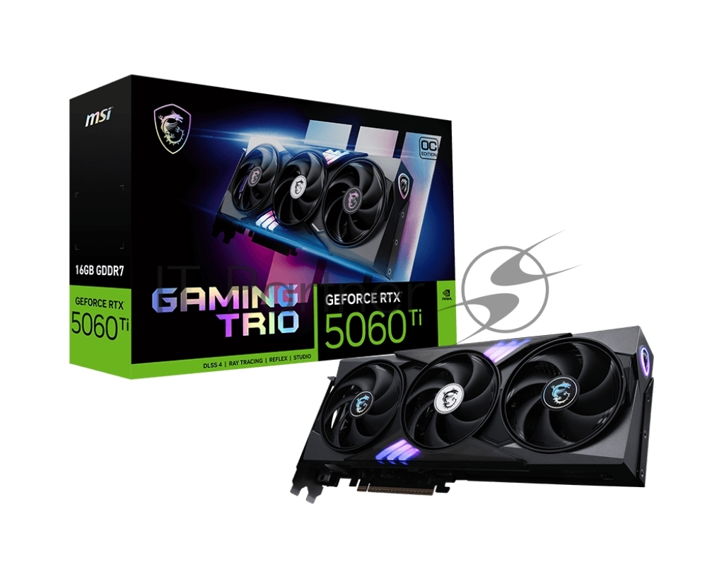 Видеокарта MSI RTX 5060 Ti 16G GAMING TRIO OC, NVIDIA RTX 5060 Ti, 16 ГБ GDDR7, 128 бит, PCI-e 5.0, 1xHDMI, 3xDP, 2647 МГц