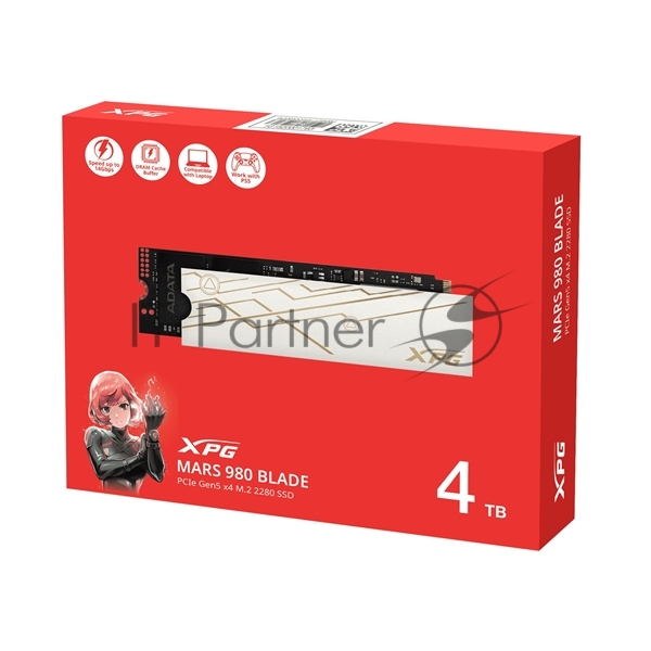 Накопитель SSD ADATA XPG MARS 980 BLADE, 4Tb, PCIe 5.0 x4, M.2 2280, NVMe, R/W 14000/13000 3D-NAND