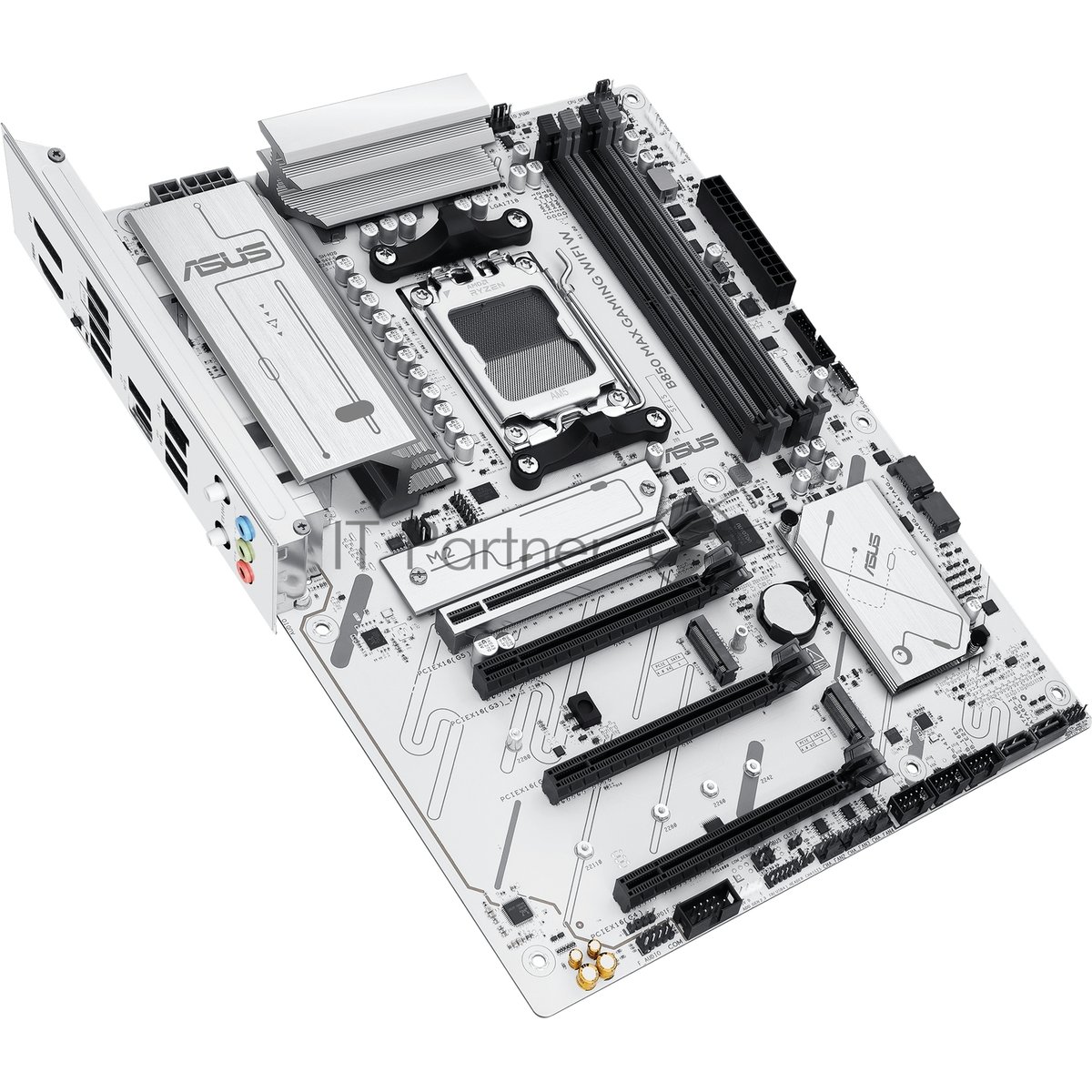 Материнская плата ASUS B850 MAX GAMING WIFI W, AM5, AMD B850, 4xDDR5, 4xSATA, 3xM.2, 1xPCIe 5.0 x16, 1xPCIe 4.0 x4, 2xPCIe 3.0 x1, DisplayPort, HDMI, 1x2.5Gb LAN, USB Type-C, 3x3.5 мм, 7.1, ATX