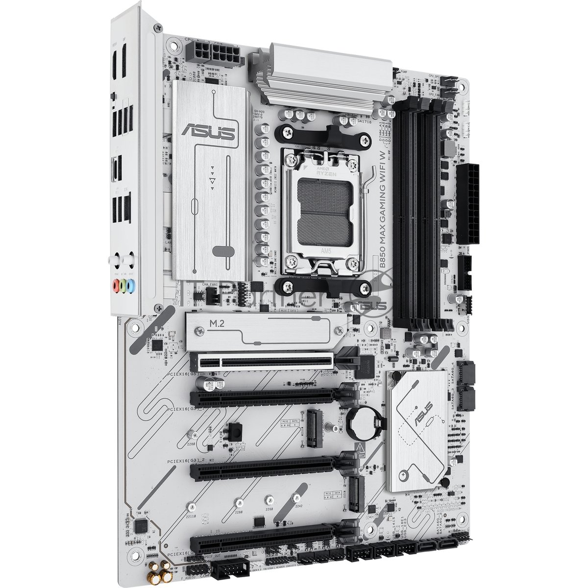 Материнская плата ASUS B850 MAX GAMING WIFI W, AM5, AMD B850, 4xDDR5, 4xSATA, 3xM.2, 1xPCIe 5.0 x16, 1xPCIe 4.0 x4, 2xPCIe 3.0 x1, DisplayPort, HDMI, 1x2.5Gb LAN, USB Type-C, 3x3.5 мм, 7.1, ATX