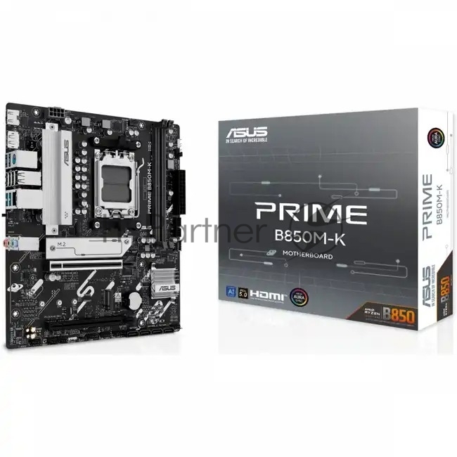 Материнская плата ASUS PRIME B850M-K, AM5, AMD B850, 2xDDR5, 4xSATA, 2xM.2, 1xPCIe 5.0 x16, 1xPCIe 4.0 x8, 1xDP, 1xHDMI, 1x2.5Gb LAN, 2xUSB-A 10Gbps, 2xUSB-A 5Gbps, 4xUSB-A 2.0, 1xPS/2, 3x3.5 мм, 7.1, mATX