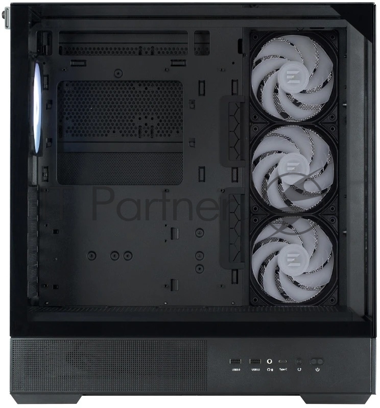 Компьютерный корпус ZALMAN P40 Prism Plus, ATX, черный, WINDOW, 3xCombo (3.5'' or 2.5"), 1xUSB TYPE-C, 2xUSB 3.0, SIDE 3x120мм ARGb, REAR 1x120мм ARGb