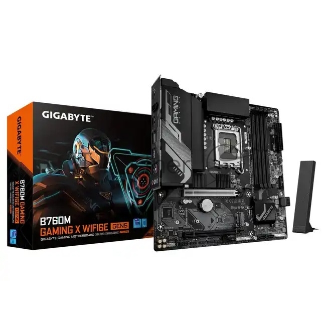 Материнская плата Gigabyte B760M GAMING X WIFI6E GEN5, LGA1700, Intel B760, 4xDDR5, 4xSATA, 2xM.2, 1xPCIe 5.0 x16, 1xPCIe 3.0 x4, 1xHDMI, 1xDP, 1x2.5Gb LAN, Wi-Fi 6E, Bluetooth 5.3, 3xUSB-A 5Gbps, 5xUSB-A 2.0, 3x3.5 мм, 7.1, mATX