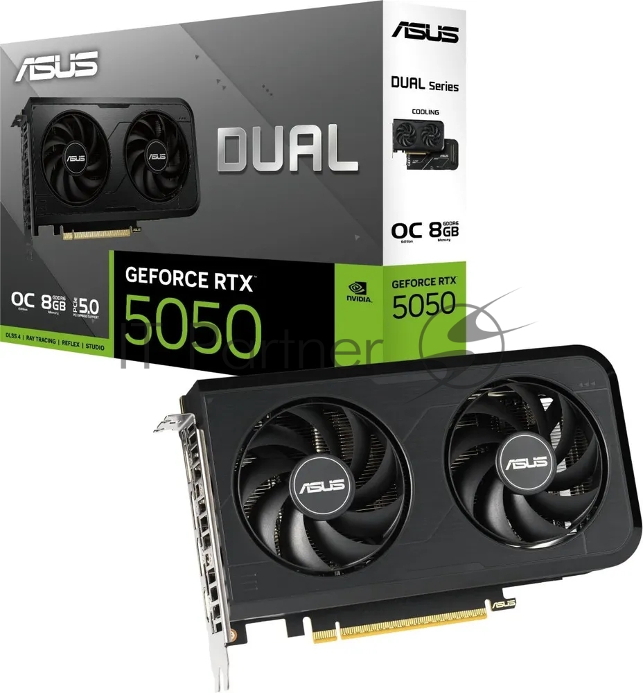 Видеокарта ASUS GeForce RTX 5050 8G OC, NVIDIA RTX 5050, 8 ГБ GDDR6, 128 бит, PCI-e 5.0, 1xHDMI, 3xDP, 2677 МГц
