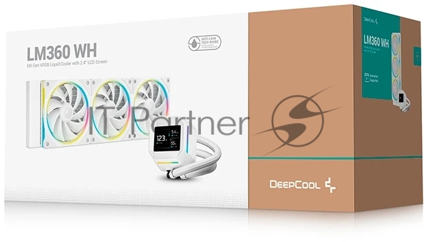 R-LM360-WHDMMC-1 - Кулер с водяным охлаждением, Deepcool, LM360 WH, Intel 1851/1700/1200/115х и AMD AM5/AM4/, TDP 300W, 3*120мм FD12 ARGB, 600-2400 RPM±10%, 72,04CFM, 38,71 dB(A), Белый