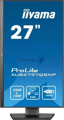 Монитор 27" Iiyama ProLite XUB2797QSNP-B1 IPS QHD, 100 Гц, 1 мс (MPRT), 16:9, 300 кд/м², HDMI 2.0, DP 1.4, USB-C (96 Вт PD), встроенные динамики (2x2 Вт), KVM-модуль, поворотная подставка, черный