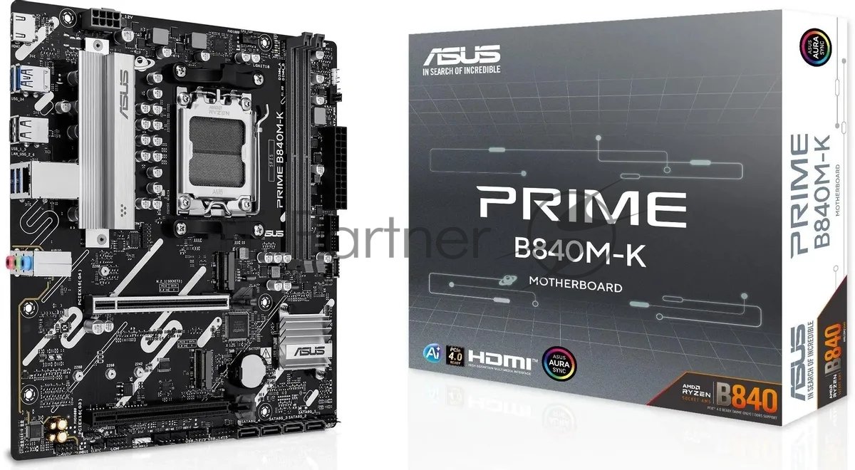 Материнская плата ASUS PRIME B840M-K, AM5, B840, 2*DDR5, 4*SATA, 2*M.2, 4*USB 3.2, 2*USB 2.0, 3*PCIx16, HDMI, mATX; 90MB1PK0-M0EAY0