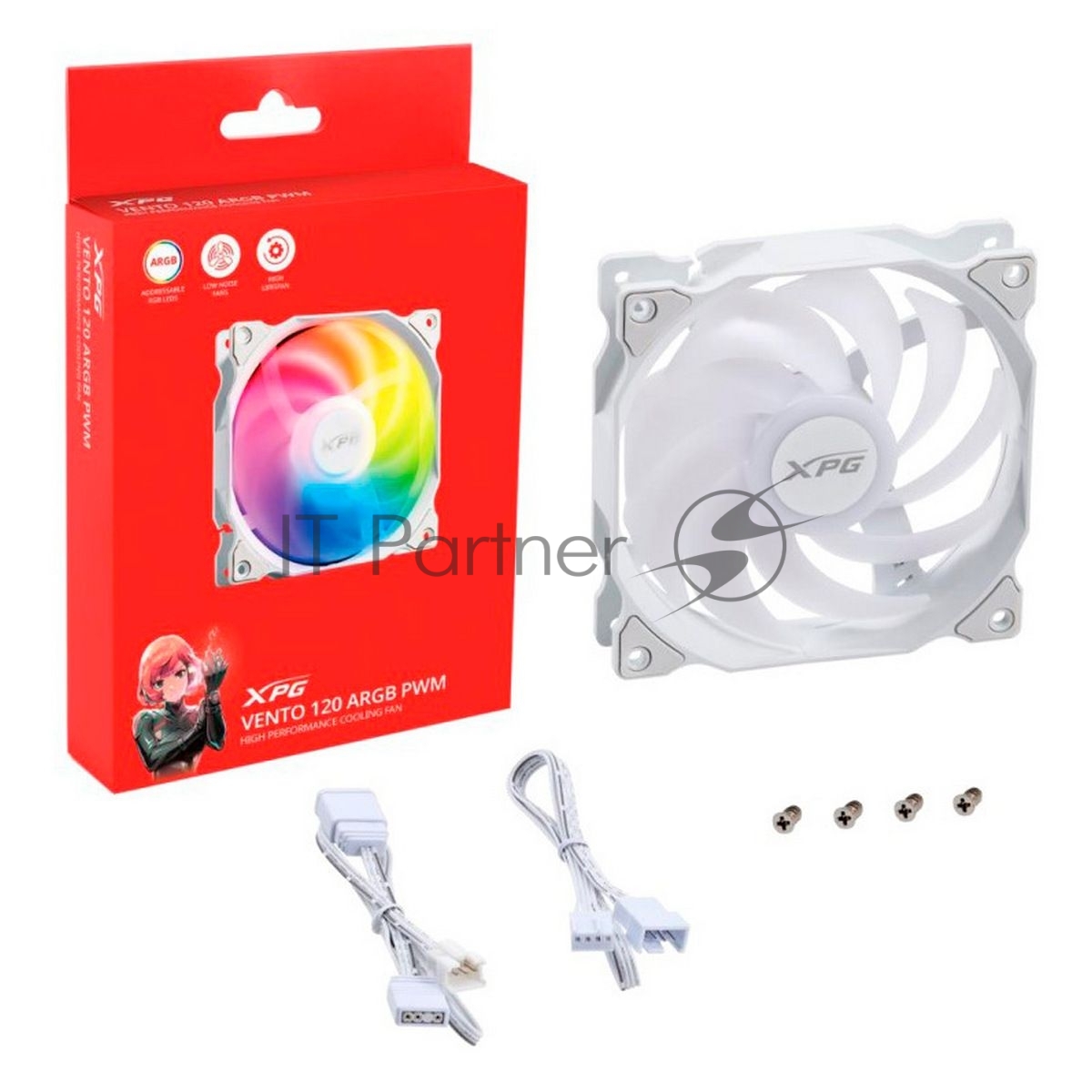 Корпусный вентилятор XPG - VENTO 120 ARGB, 120 мм, 4-pin, 1850rpm, цвет белый, VENTO120ARGBPWM-WHCWW