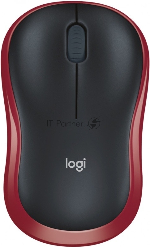 Мышь беспроводная Logitech M185, красный, 1000 dpi, радиоканал, USB, кнопки - 3
