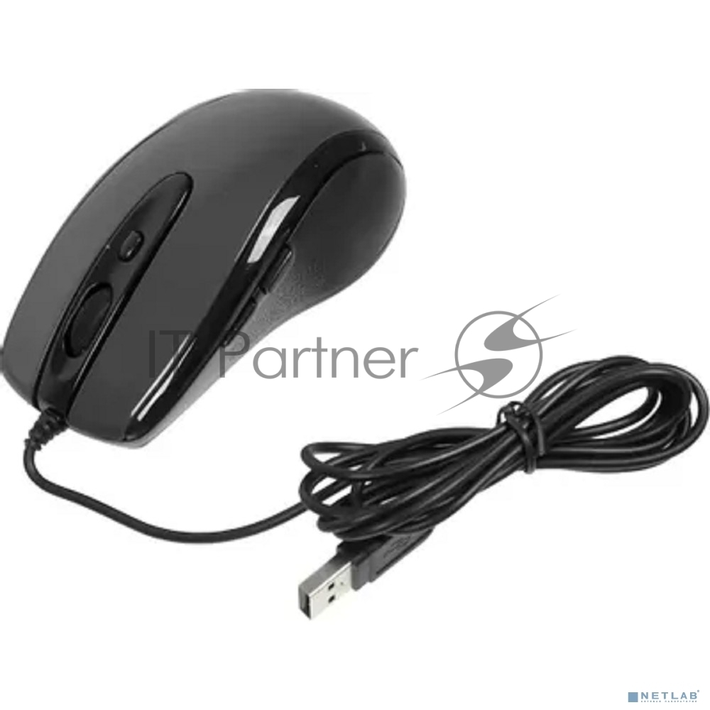 Мышь проводная A4Tech N-708X серый глянец/черный, 1600 dpi, USB, кнопки - 6