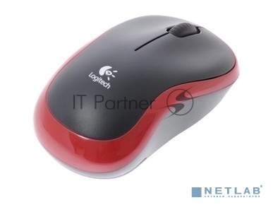 Мышь беспроводная Logitech M185, красный, 1000 dpi, радиоканал, USB, кнопки - 3