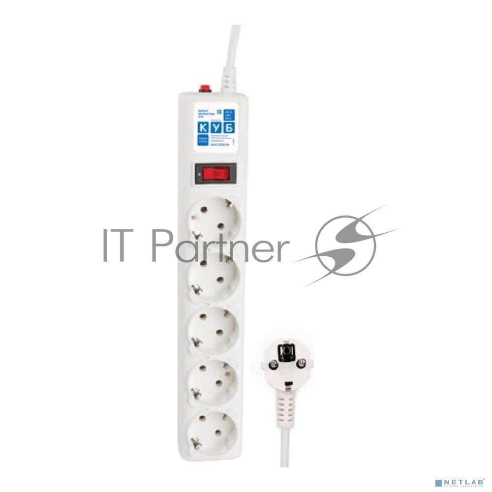 Сетевой фильтр Powercube SPG-B-10-WHITE 3 м, 5 розеток, белый, коробка