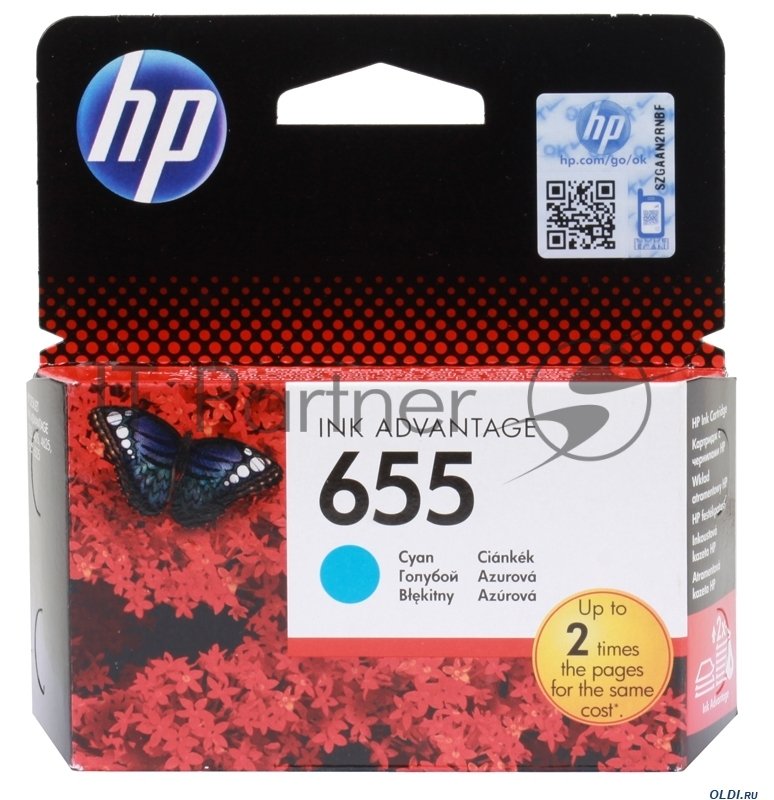 Картридж Hewlett-Packard HP 655 Cyan (Голубой) для HP Deskjet Ink Advantage 3525, 4615, 4625, 5525, 6525 e-All-in-One
